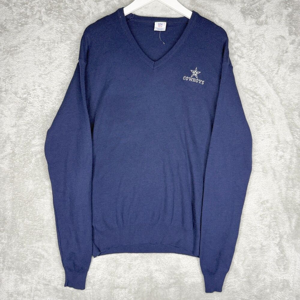 Vtg 80s Dallas Cowboys Sweater Mens Large Tall NFL Garan V-Neck Embroidered USA
